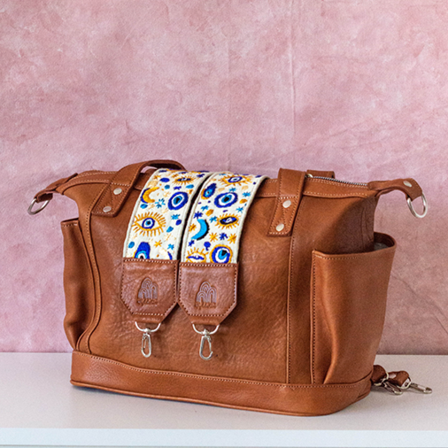 Backpack Teté in Caramel + 2 Regular Straps Mykonos