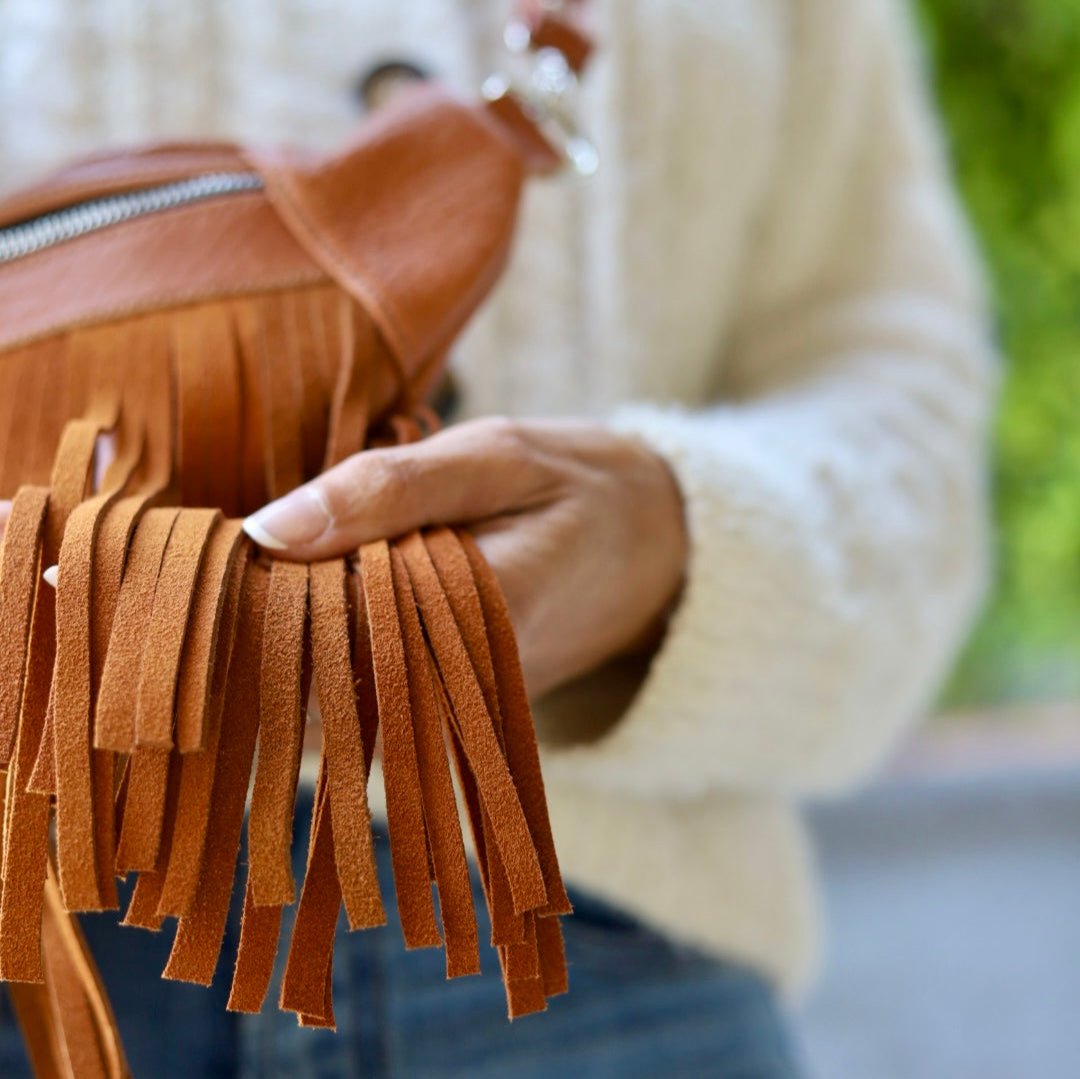 Emma Sling Bag in Caramel with Fringes + Buenos Aires Regular Strap