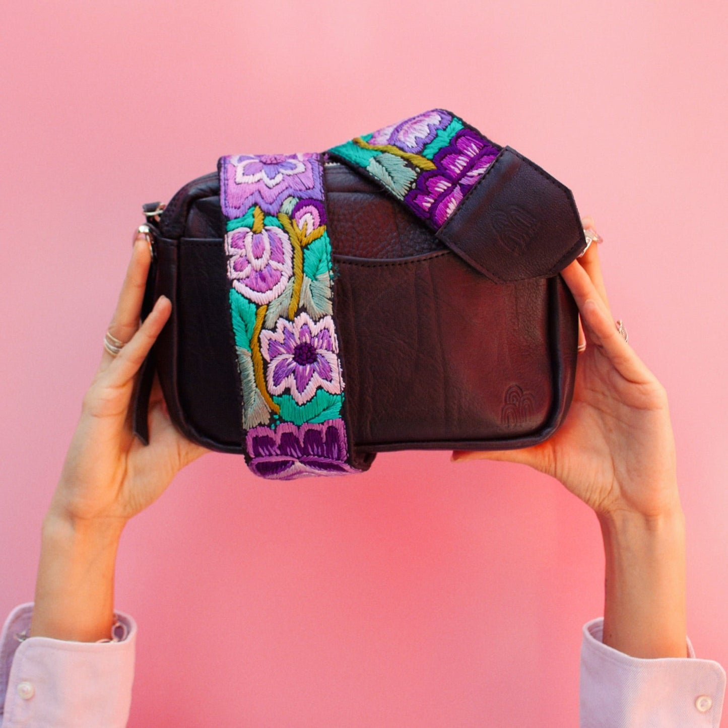 Travel Necessaire Aimé + Provence Long Strap in Black