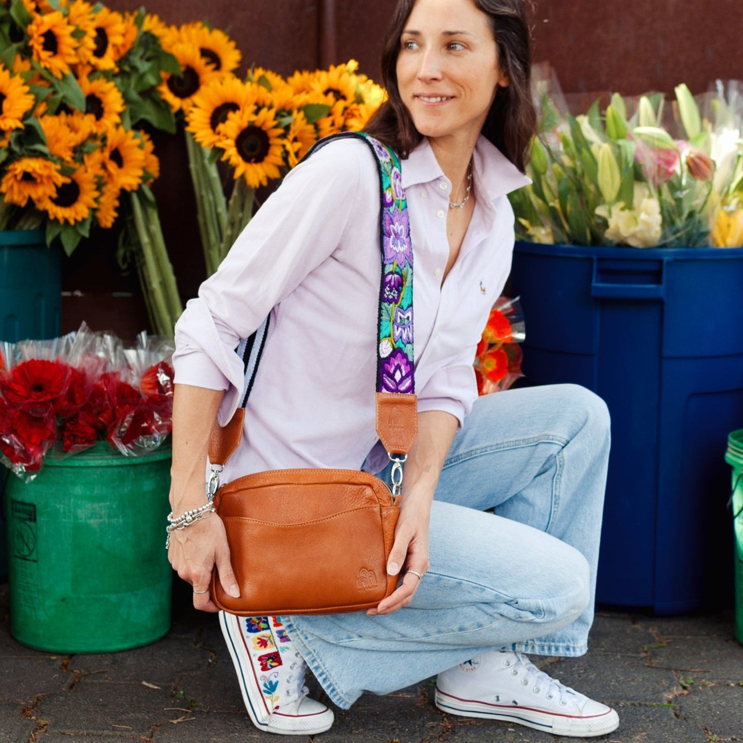 Travel Necessaire Aimé + Provence Long Strap in Caramel