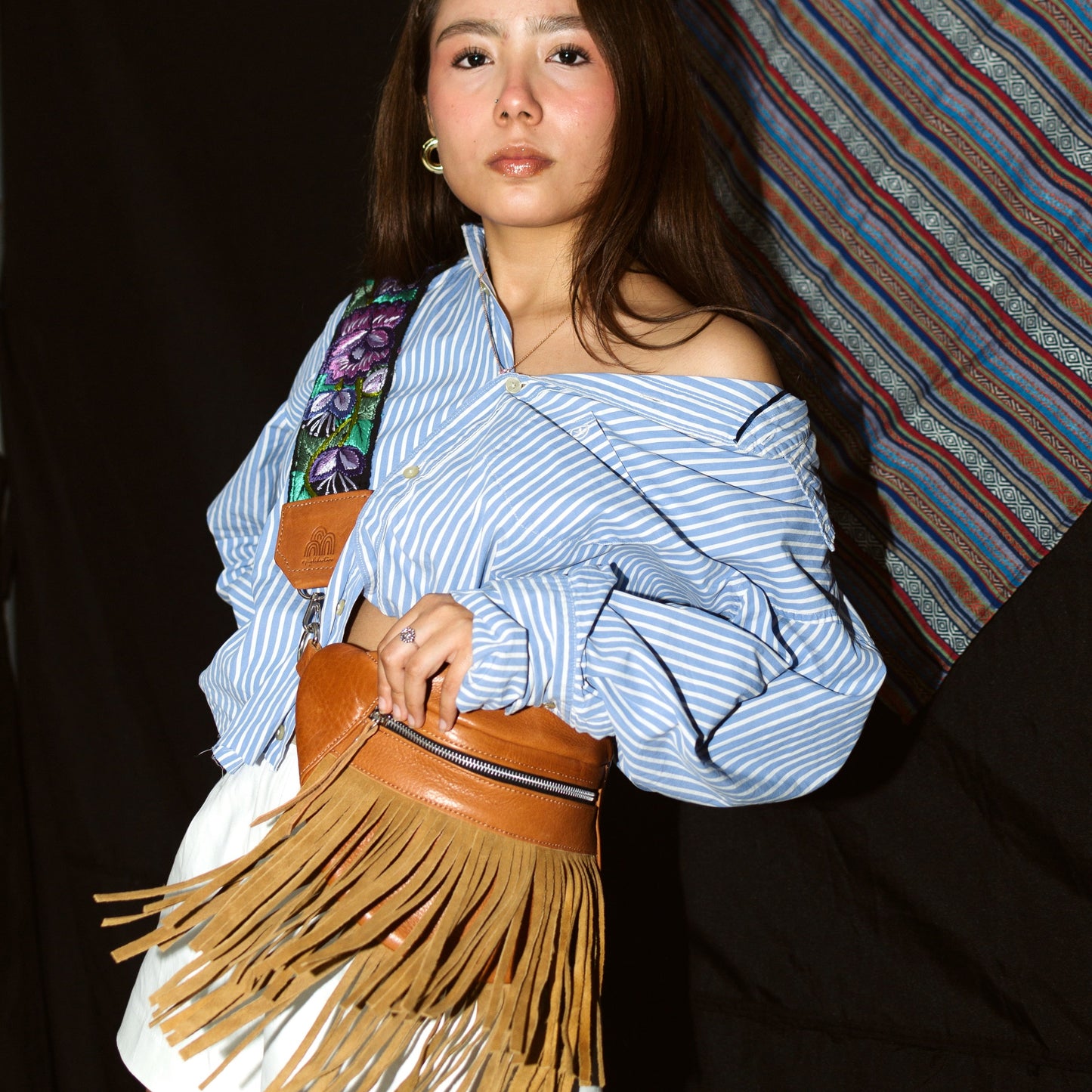 Emma Sling Bag in Caramel with Fringes + Provence Regular Strap