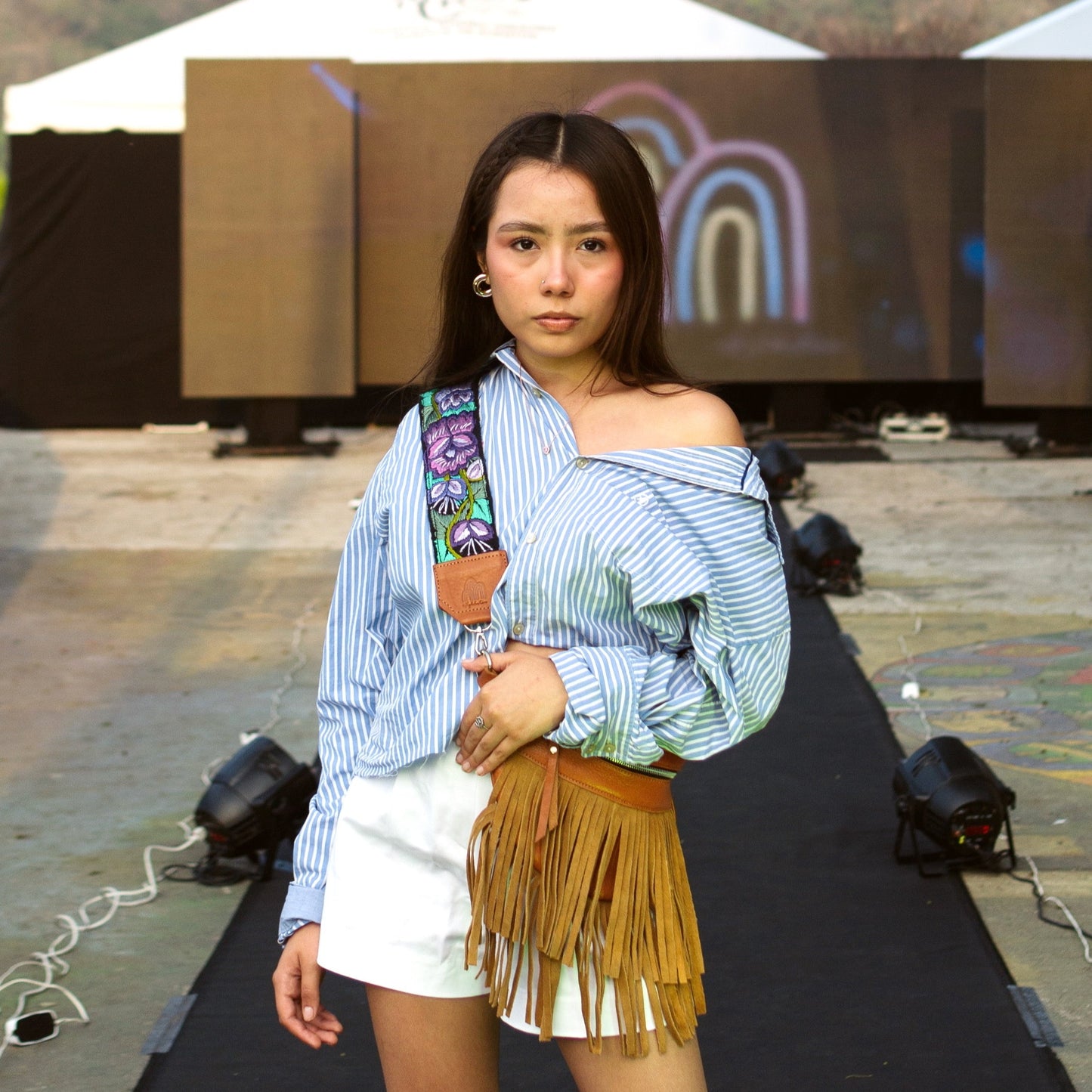 Emma Sling Bag in Caramel with Fringes + Provence Regular Strap