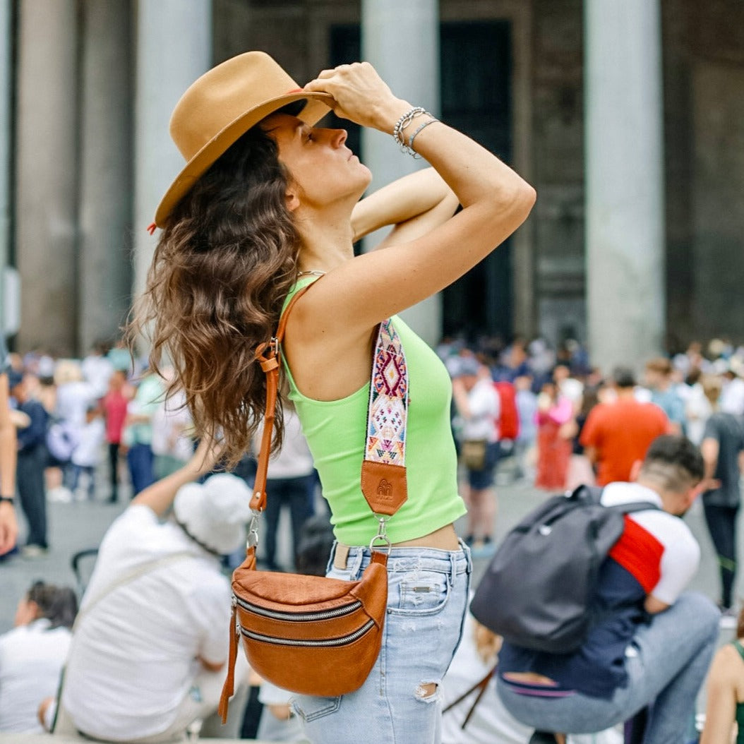 Emma Sling Bag + Jaipur Strap in Caramel