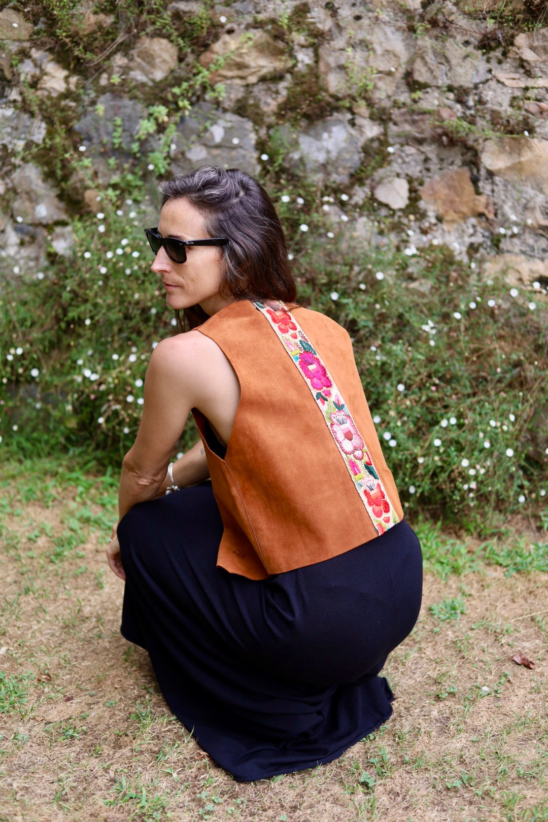 Cordoba Suede Top in Caramel + 1/2 Embroidered Strap Praga