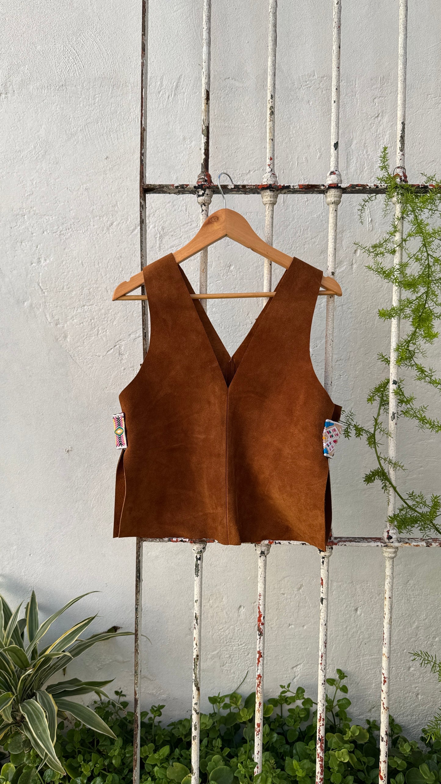 Mendoza Suede Top in Caramel + 2 Short Embroidered Straps