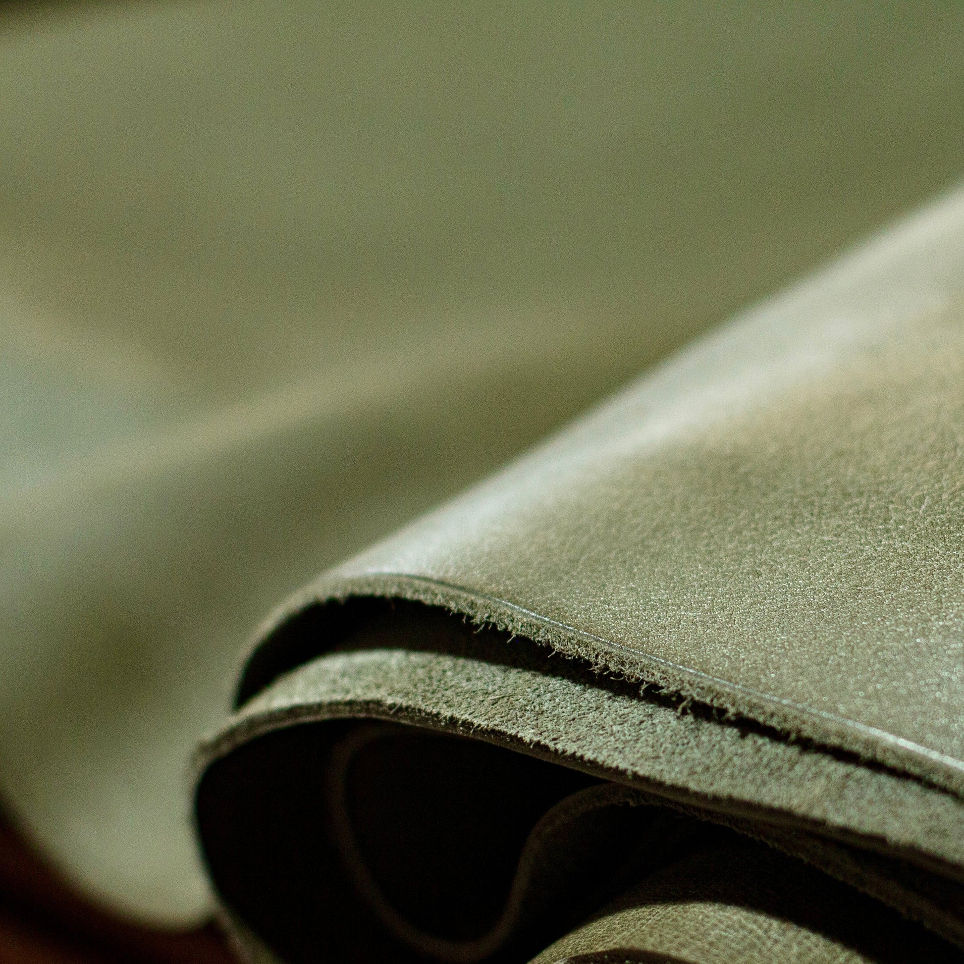 Close-up of green leather with a textured surface