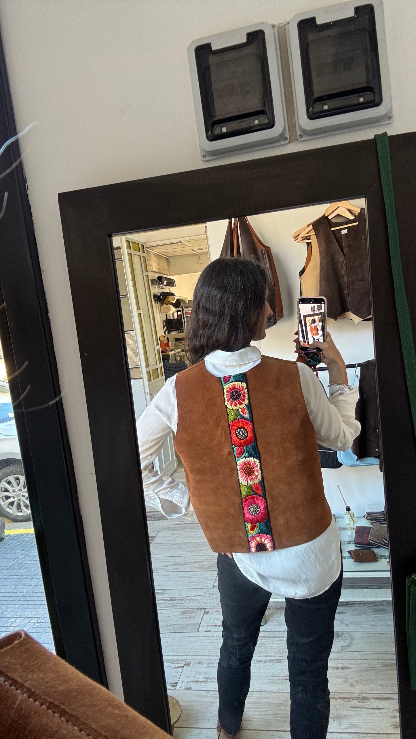Cordoba Suede Top in Caramel + 1/2 Embroidered Strap