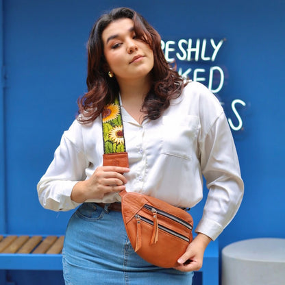 Emma Sling Bag + Buenos Aires Strap in Caramel