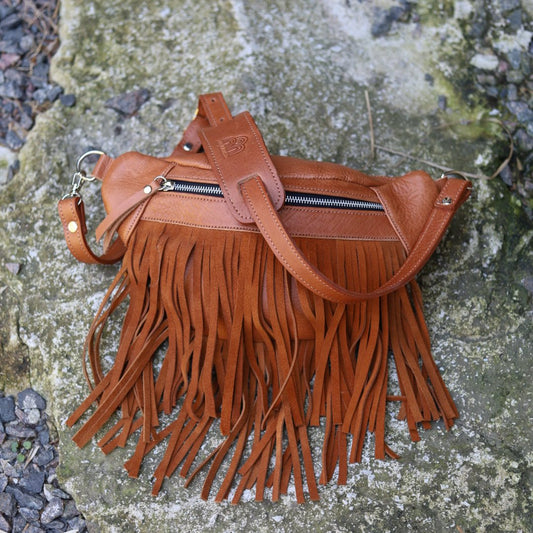 Emma Sling Bag in Caramel with Fringes