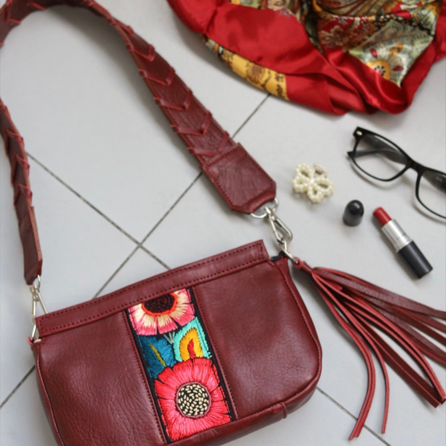 Mini Bag Lujan con Strap Mostar en Cuero Rojo