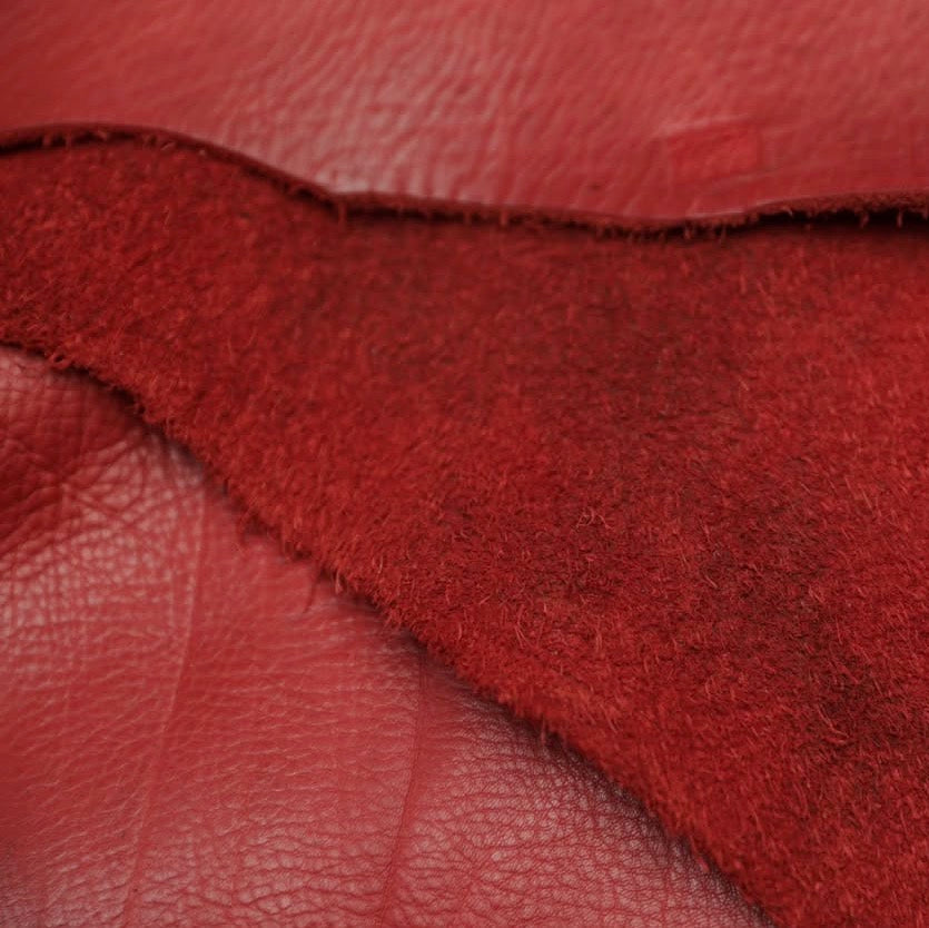 Close-up of red leather texture