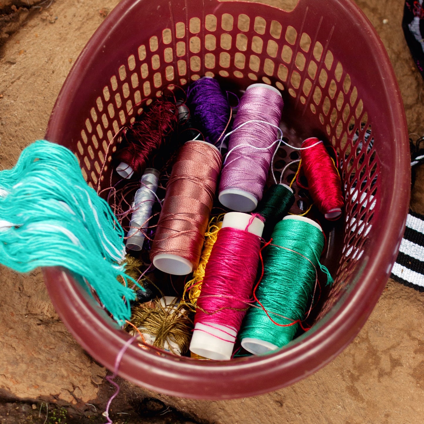 Embroidered straps by hand in Guatemala 