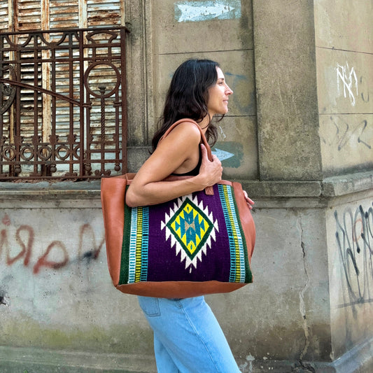 Woven Tote Bag Teotitlán XL in Caramel